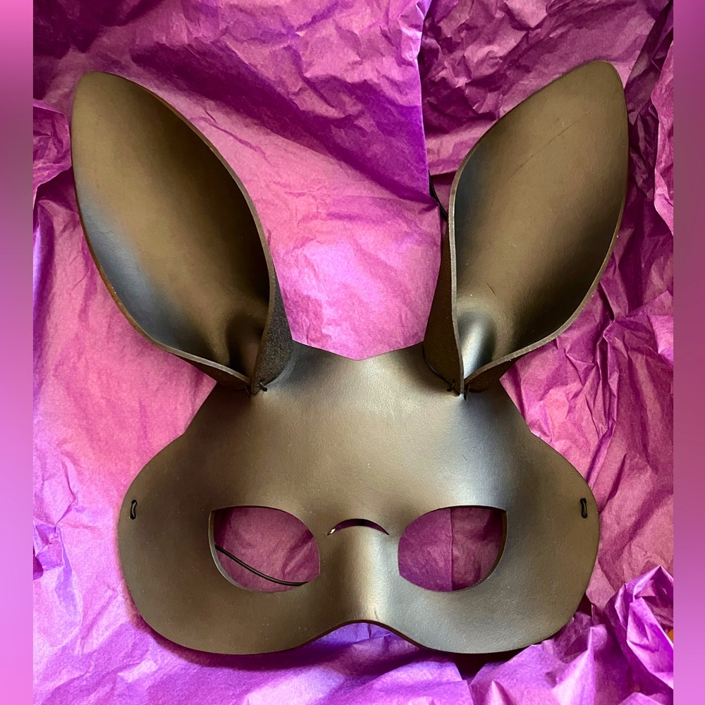 Costume bunny facemask, genuine leather handmade Banwell Designs